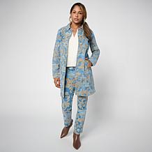 DG2 by Diane Gilman New Classic Stretch Printed Car Coat