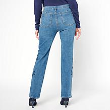 DG2 by Diane Gilman New Classic Stretch Rose-Embroidered Ankle Jean