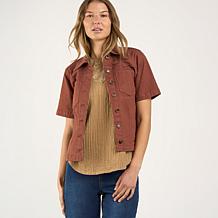 DG2 by Diane Gilman New Classic Stretch Short-Sleeve Denim Jacket