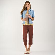 DG2 by Diane Gilman New Classic Stretch Short-Sleeve Denim Jacket