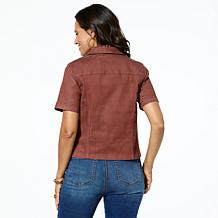 DG2 by Diane Gilman New Classic Stretch Short-Sleeve Denim Jacket