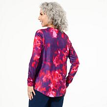 DG2 by Diane Gilman Notch-Front Charm Detail Long-Sleeve Top