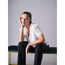 DG2 by Diane Gilman Novelty Sleeve V-Neck Easy Top