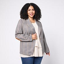 DG2 by Diane Gilman Ponte Knit Printed Plaid Blazer