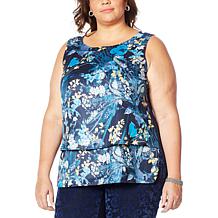 DG2 by Diane Gilman Printed Charmeuse Layered Easy Tank