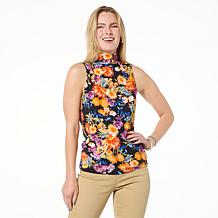 DG2 by Diane Gilman Printed Knit Mock Neck Tank
