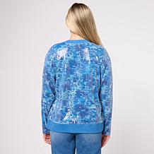 DG2 by Diane Gilman Printed Sequin Bomber Jacket