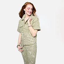 DG2 by Diane Gilman Printed Short Sleeve Shirt Jacket