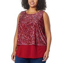 DG2 by Diane Gilman Printed Stretch Velvet Easy Tank