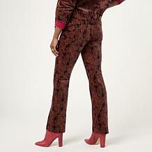 DG2 by Diane Gilman Printed Stretch Velveteen Bootcut Pant