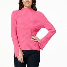 DG2 by Diane Gilman Ribbed SoftEase Knit Mock-Neck Sweater