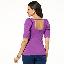 DG2 by Diane Gilman Ruched Puff-Sleeve Top