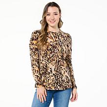 DG2 by Diane Gilman Ruched Sleeve Sweater Knit Top