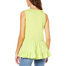 DG2 by Diane Gilman Ruffle Neck Tiered Tank