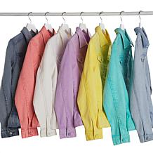 DG2 by Diane Gilman Ruffled-Hem Classic Stretch Denim Jacket