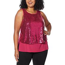 DG2 by Diane Gilman Sequined Easy Tank