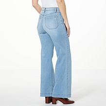 DG2 by Diane Gilman Slub Stretch Wide-Leg Utility Jean