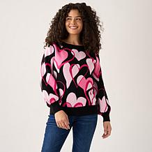 DG2 by Diane Gilman Soft Ease Heart Jacquard Sweater