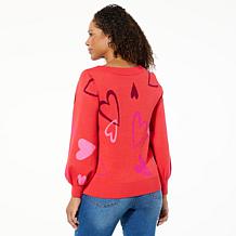 DG2 by Diane Gilman Soft Ease Heart Jacquard Sweater