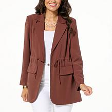 DG2 by Diane Gilman Soft Twill Cinched Waist Blazer