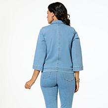 DG2 by Diane Gilman Stretch Denim Bracelet-Sleeve Button Jacket