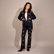 DG2 by Diane Gilman Stretch Medallion Embroidered Utility Jacket