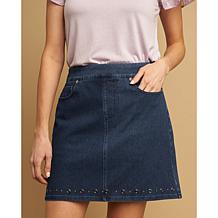 DG2 by Diane Gilman Studded 5-Pocket Denim Skort