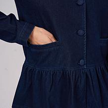 DG2 by Diane Gilman Super Stretch Knit Denim Peplum Hem Jacket