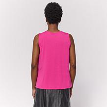 DG2 by Diane Gilman V-Neck Mixed Media Double Layer Easy Tank