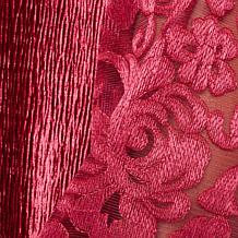 DG2 by Diane Gilman Velvet Knit Embroidered Tulle Sleeve Mock-Neck Top