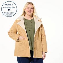 DG2 by Diane Gilman Vintage-Style Denim Sherpa Coat
