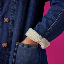 DG2 by Diane Gilman Vintage-Style Denim Sherpa Coat