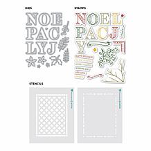 Diamond Press Holiday Words Stamp, Die and Stencil Kit