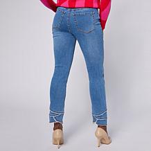 Diane Gilman Legacy Stretch Fringe Petal Hem Skinny Ankle Jean