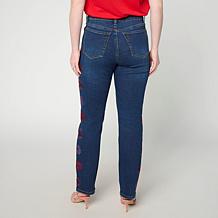 Diane Gilman New Classic Stretch Rhinestone Kiss Straight Leg Jean