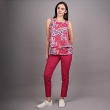 Diane Gilman Poly CDC Flutter Tank Top with Lace Trim Inset