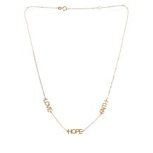Dieci 18" 10K Gold Hope, Love and Faith Inspirational Necklace
