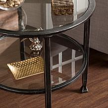 Dina Metal/Glass Round End Table - Black