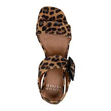 Donald Pliner Mobie Leather and Suede Big Buckle Block Heel Sandal