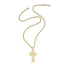 Double Cross CZ Pendant Necklace