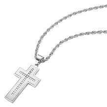 Double Cross CZ Pendant Necklace