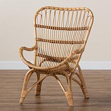 Earvin Natural Rattan Armchair with Angled Legs