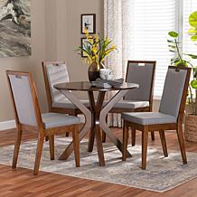 Eira 5-Piece Wood Dining Set with Plush Upholstered Chairs