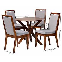 Eira 5-Piece Wood Dining Set with Plush Upholstered Chairs