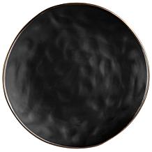 Elama Modern 16pc Stoneware Dinnerware Set in Matte Black w/ Gold Rim