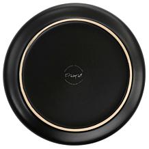 Elama Paul 6-Piece Stoneware Dinner Plate Set, Matte Black w/ Gold Rim