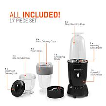 Elite Cuisine 17 Piece Personal Drink Blender with 4 x 16oz. Travel...