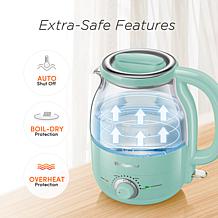 Elite Gourmet 1.2L Adjustable Temp Electric Honeypot Glass Kettle Mint