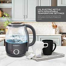 Elite Gourmet 1.2L Adjustable Temp Electric Honeypot Glass Kettle Mint