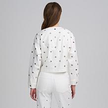 Elle Get the Look Washed Denim Grommet Jacket